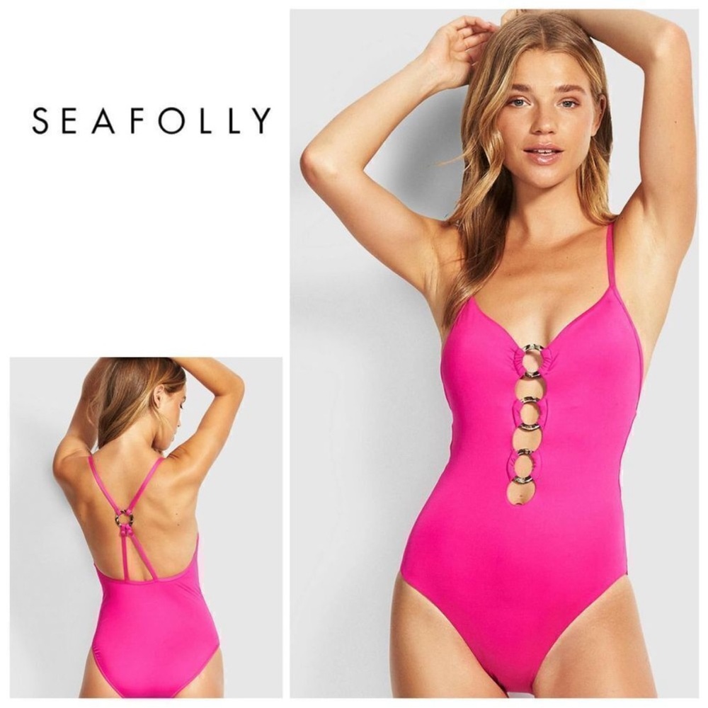 SEAFOLLY Pink One Piece Swimsuit with O rings